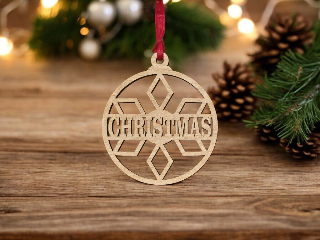 Laser Cut Personalized Snowflake Bauble Ornament Vector
