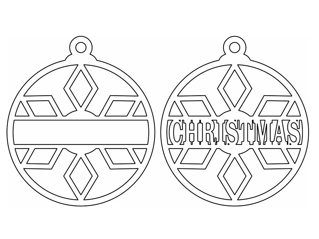 Laser Cut Personalized Snowflake Bauble Ornament Vector