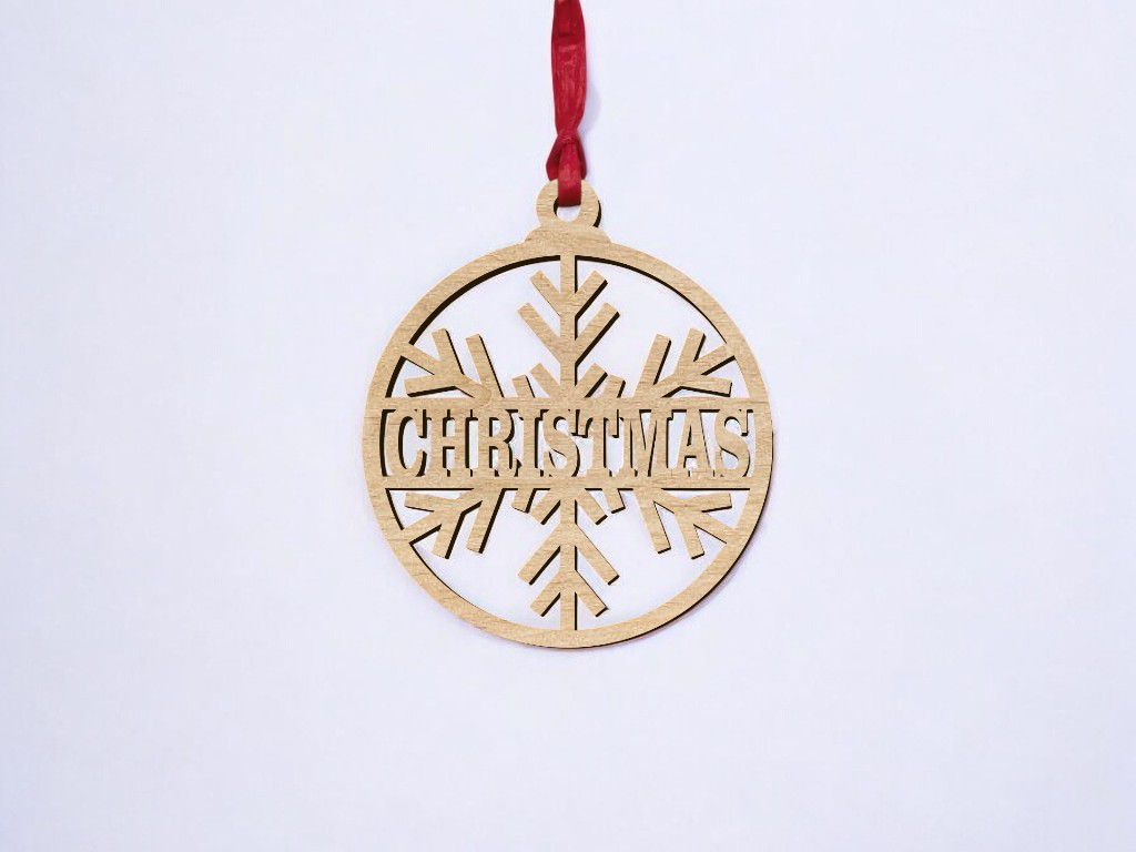 Laser Cut Personalised Snowflake Tree Decoration Vector