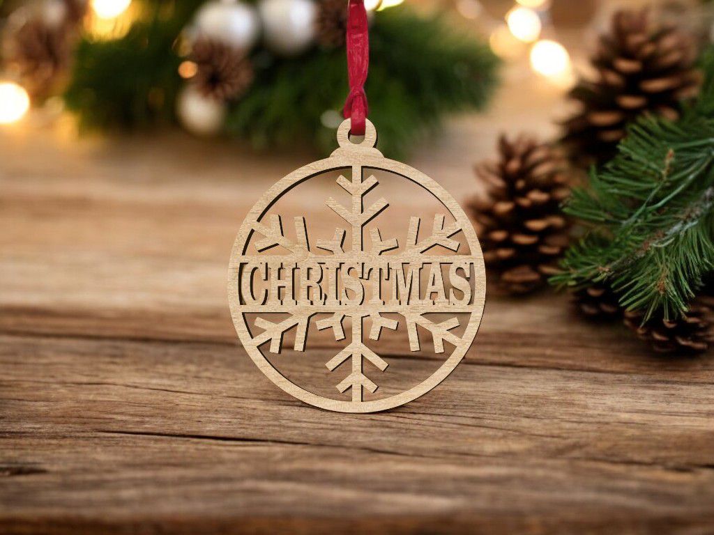 Laser Cut Personalised Snowflake Ball Ornament Vector