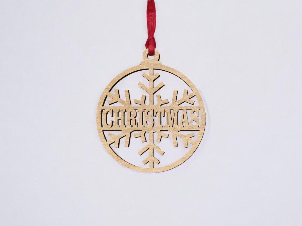 Laser Cut Personalised Snowflake Ball Ornament Vector
