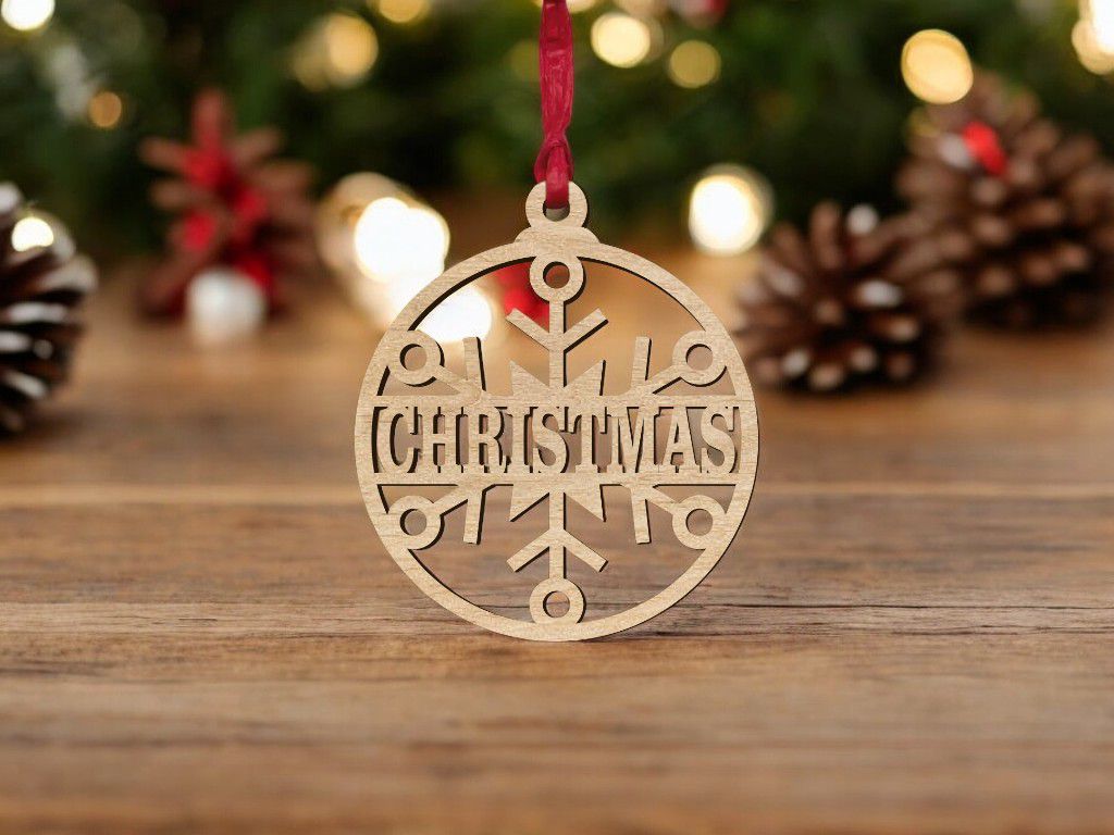 Laser Cut Personalized Bauble Snowflake Pattern Vector