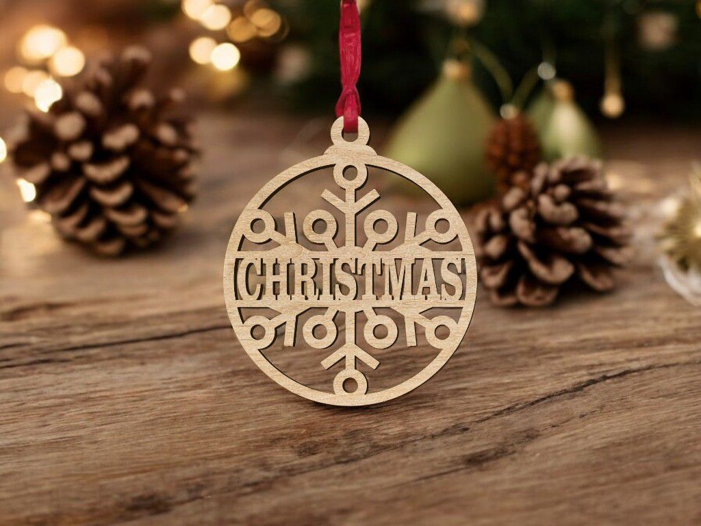 Laser Cut Personalised Decorative Christmas Ball Vector