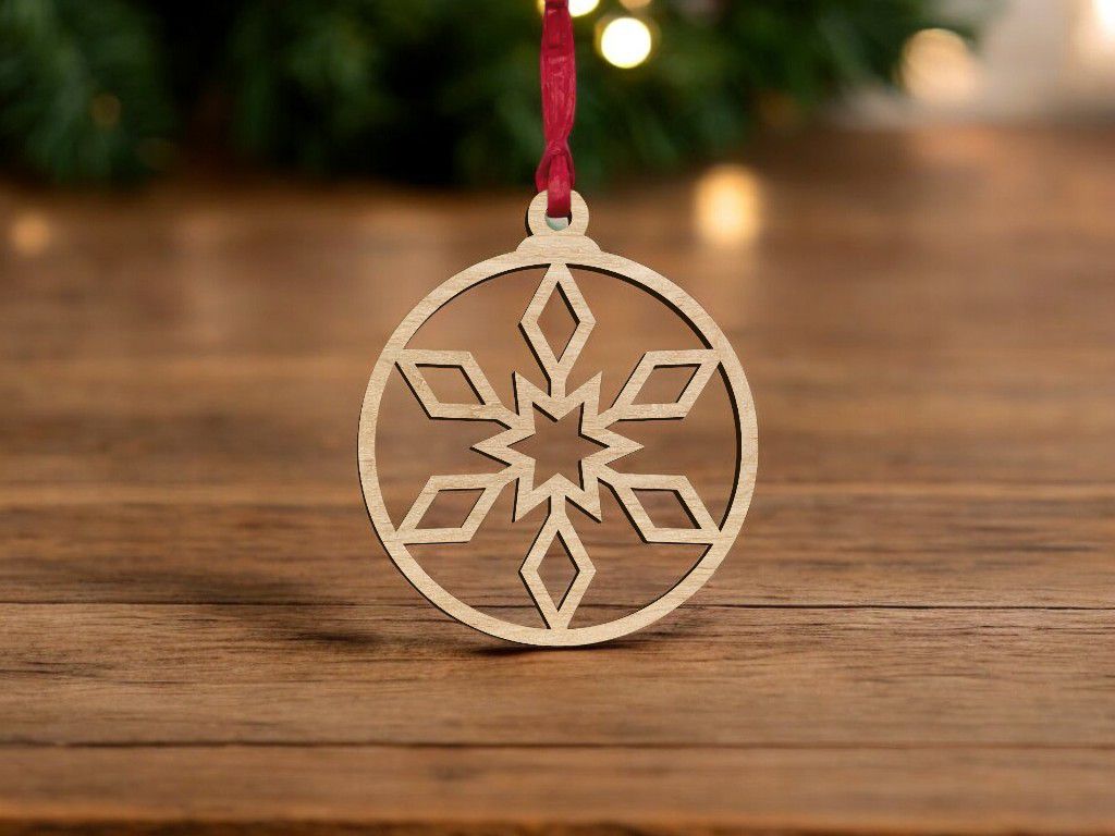 Laser Cut Snowflake Star Christmas Ornament Vector