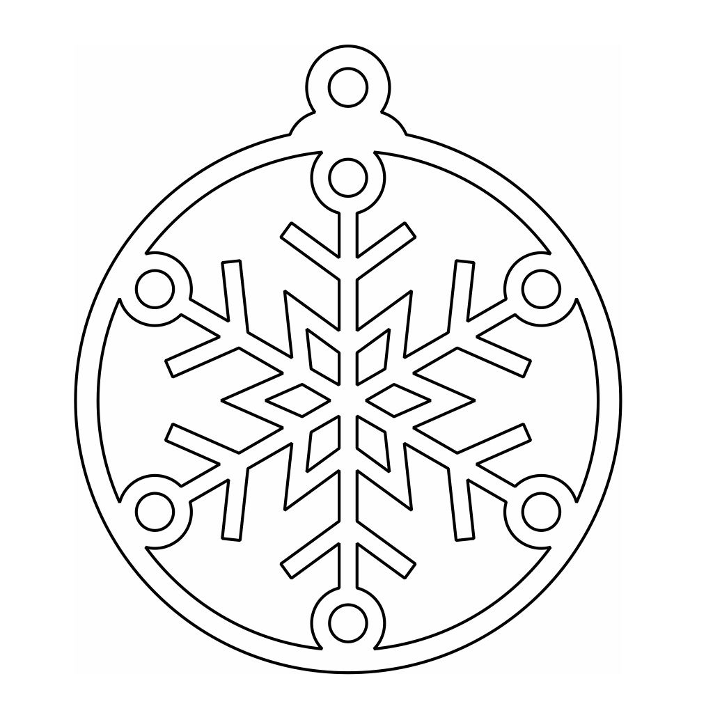 Laser Cut Christmas Bauble Ornament with Snowflake Vector