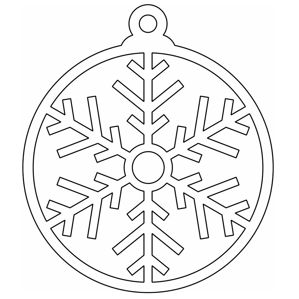 Laser Cut Wooden Snowflake Bauble Vector
