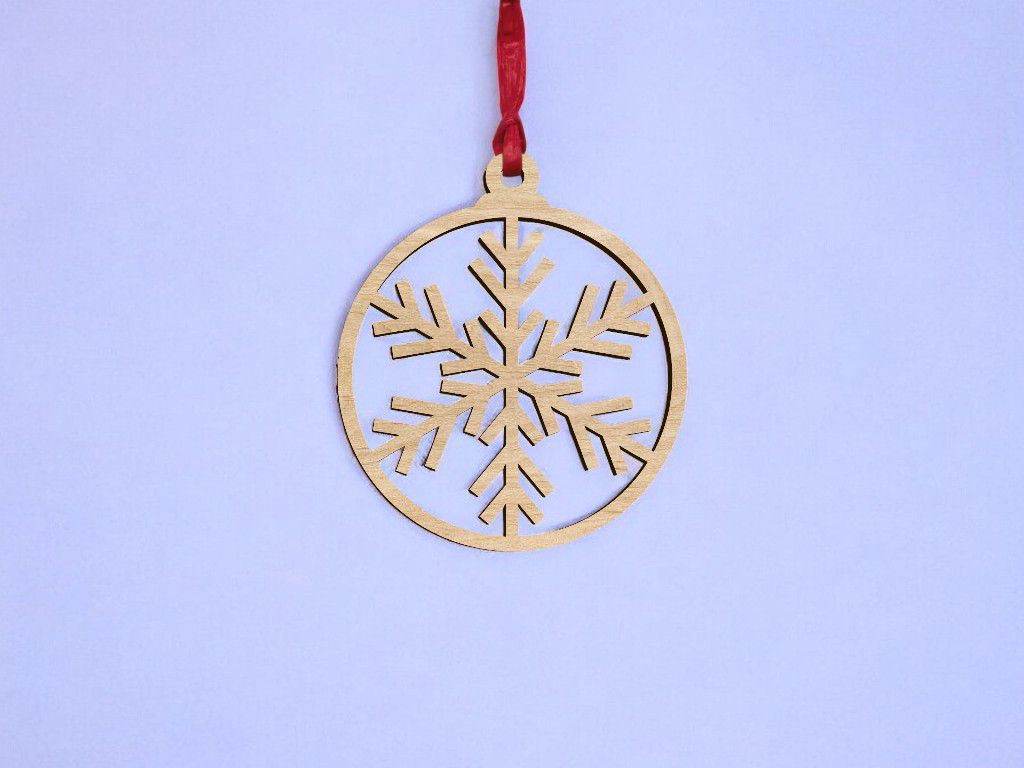 Laser Cut Snowflake Christmas Tree Bauble Ornament Vector