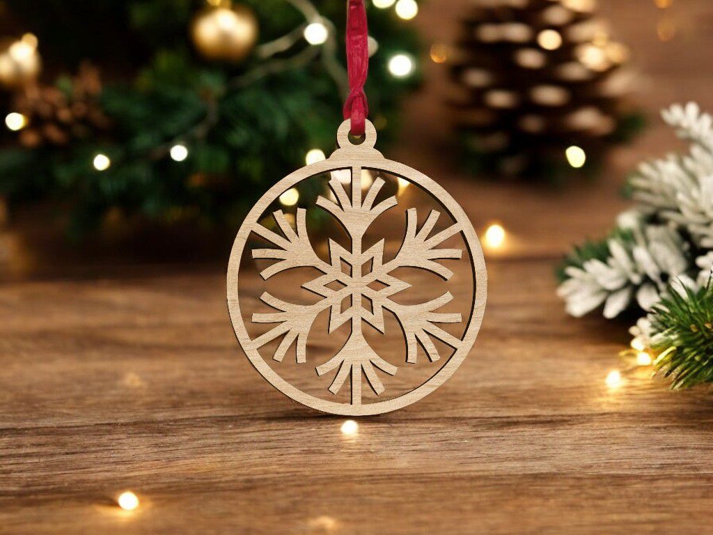 Laser Cut Snowflake Christmas Tree Bauble Decoration Vector