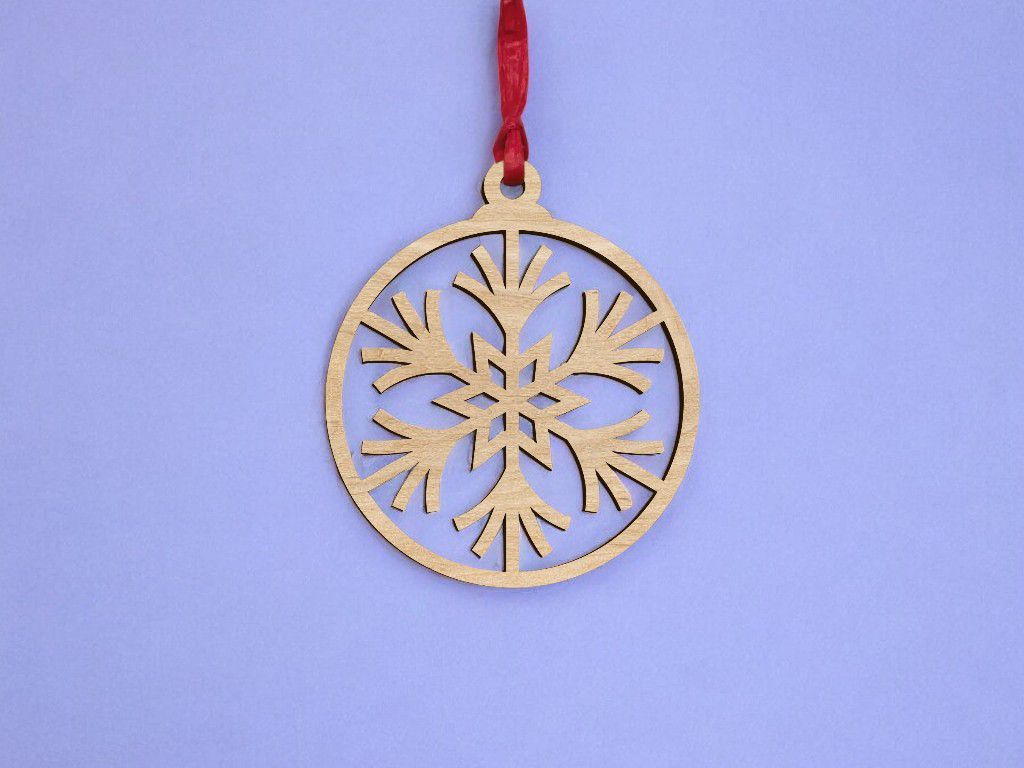 Laser Cut Snowflake Christmas Tree Bauble Decoration Vector