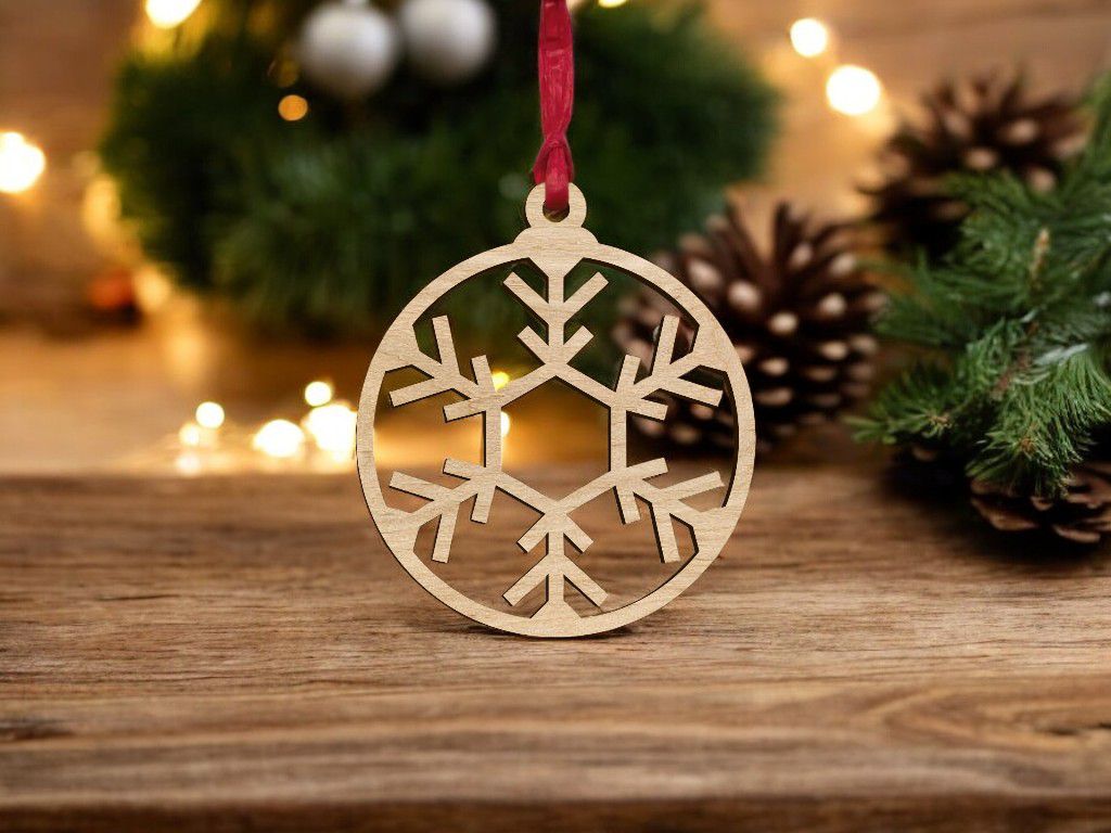 Laser Cut Decorative Snowflake Bauble Vector