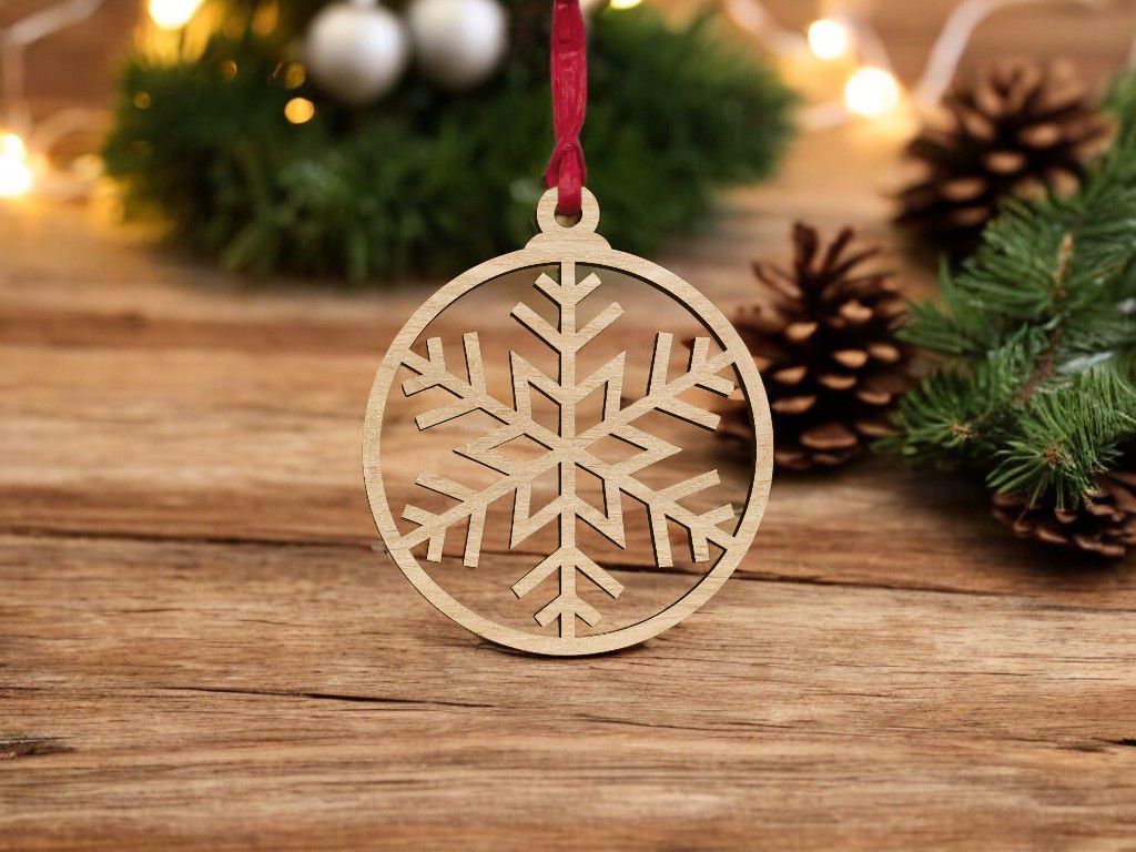 Laser Cut Snowflake Ball Christmas Tree Ornament Vector
