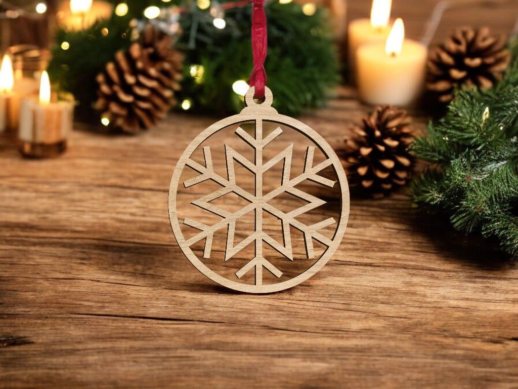Laser Cut Snowflake Christmas Bauble Tree Decoration Vector