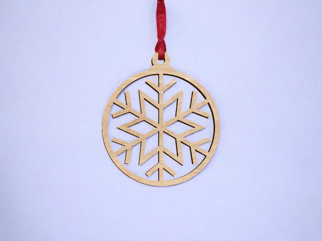 Laser Cut Snowflake Christmas Bauble Tree Decoration Vector