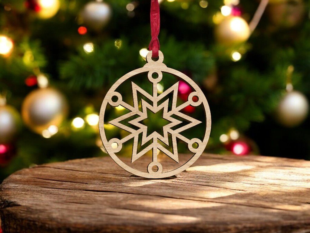 Laser Cut Christmas Ball Snowflake Star Pattern Vector