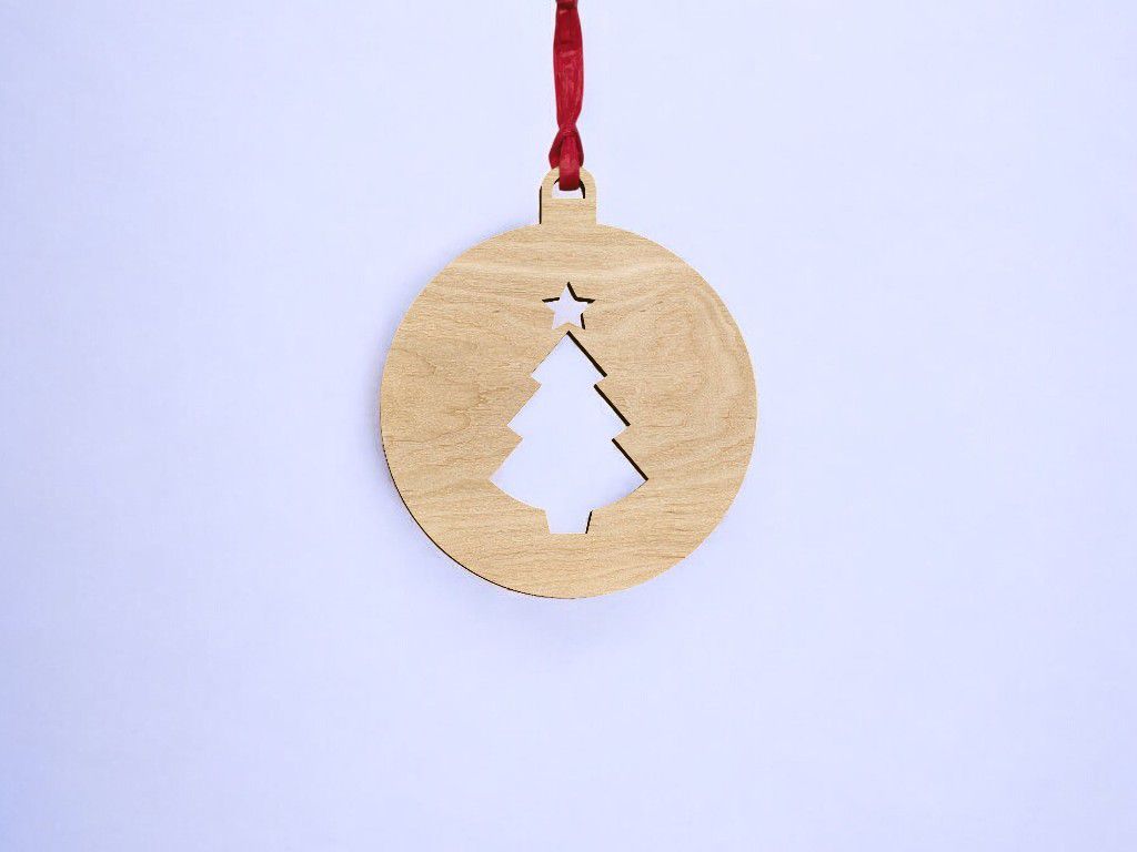 Laser Cut Christmas Tree Star Bauble Vector