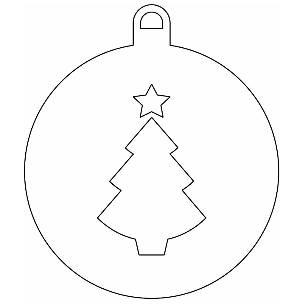 Laser Cut Christmas Tree Star Bauble Vector