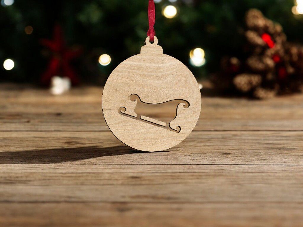 Laser Cut Santa Sleigh Bauble Vector