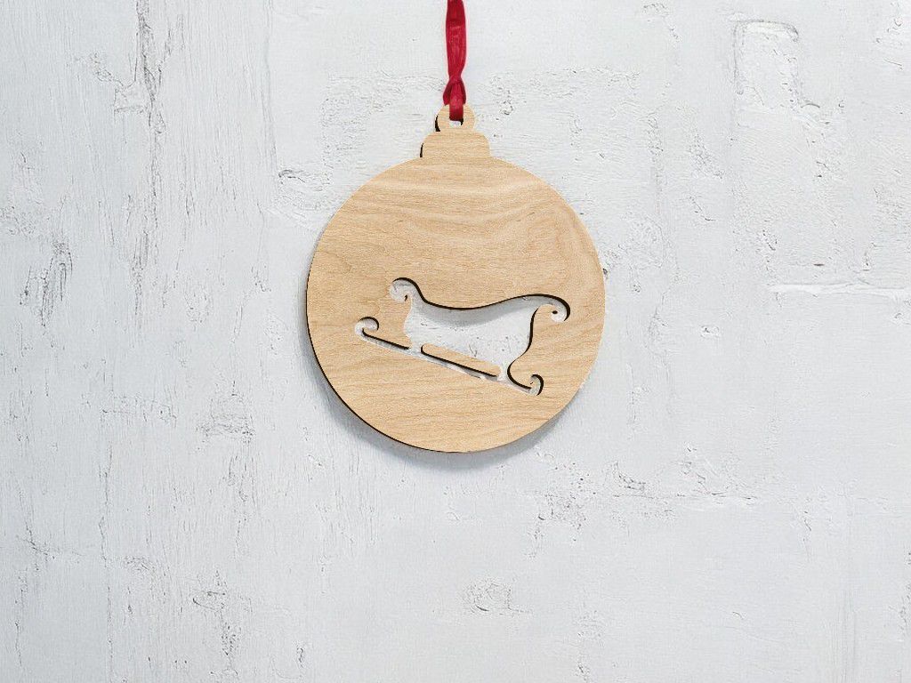 Laser Cut Santa Sleigh Bauble Vector