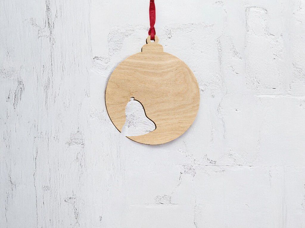 Laser Cut Christmas Bell Bauble Vector