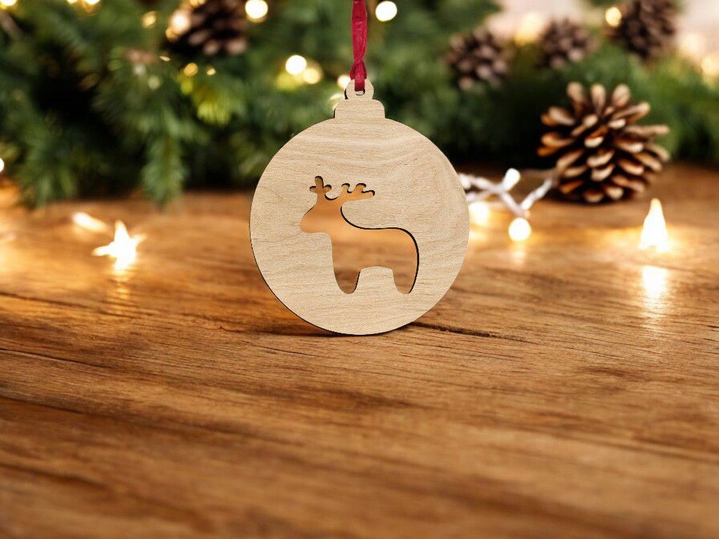 Laser Cut Cute Christmas Moose Bauble Vector