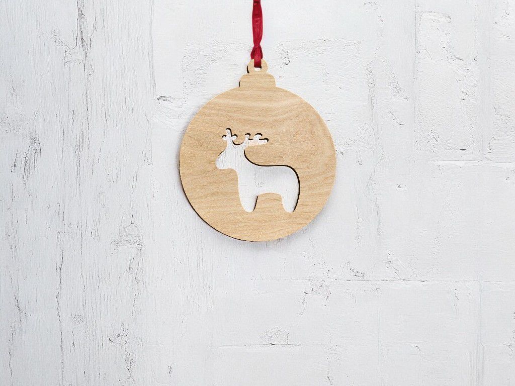 Laser Cut Cute Christmas Moose Bauble Vector