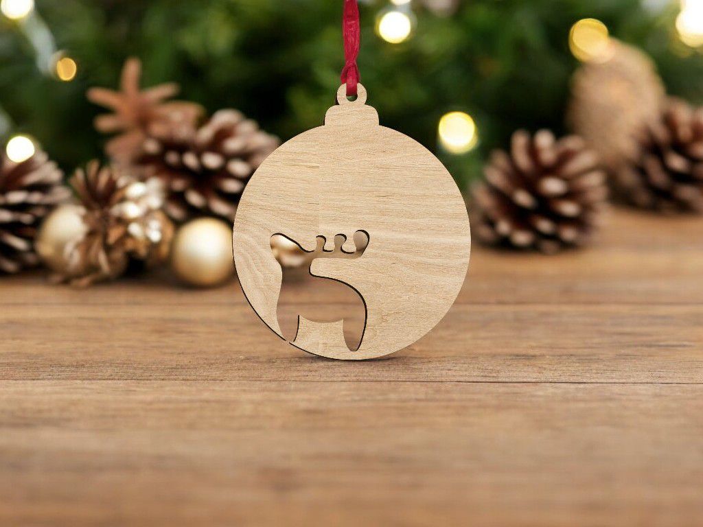Laser Cut Moose Christmas Ball Ornament Vector