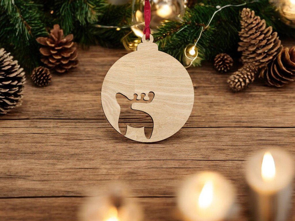 Laser Cut Moose Christmas Ball Ornament Vector