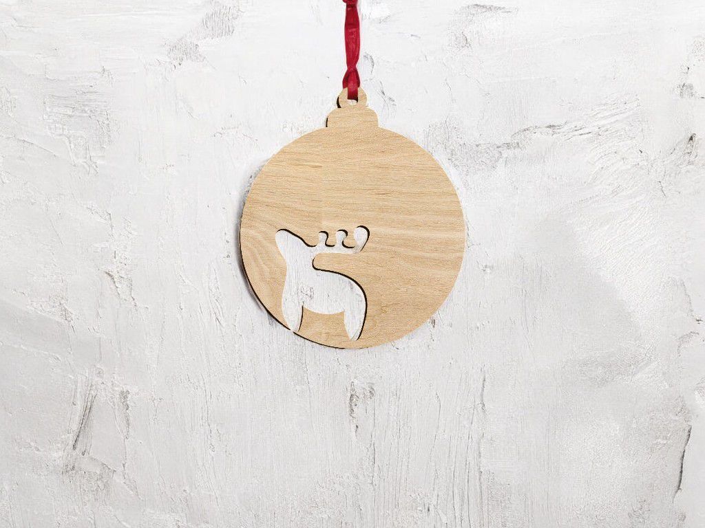 Laser Cut Moose Christmas Ball Ornament Vector