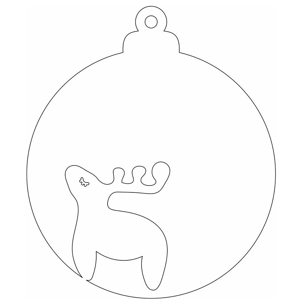 Laser Cut Moose Christmas Ball Ornament Vector