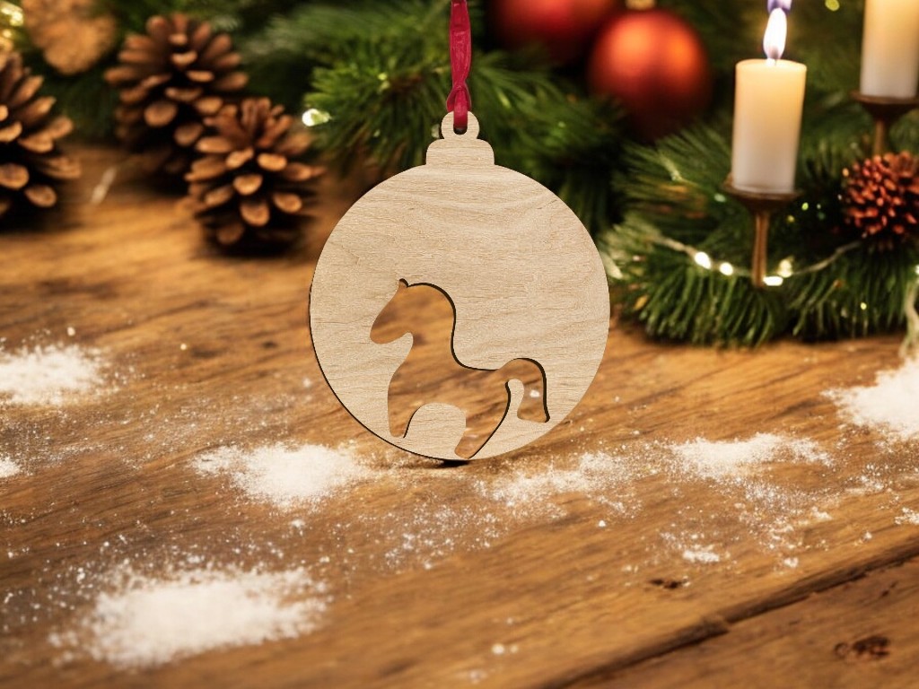 Laser Cut Horse Christmas Ball Vector