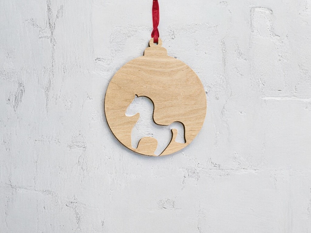 Laser Cut Horse Christmas Ball Vector