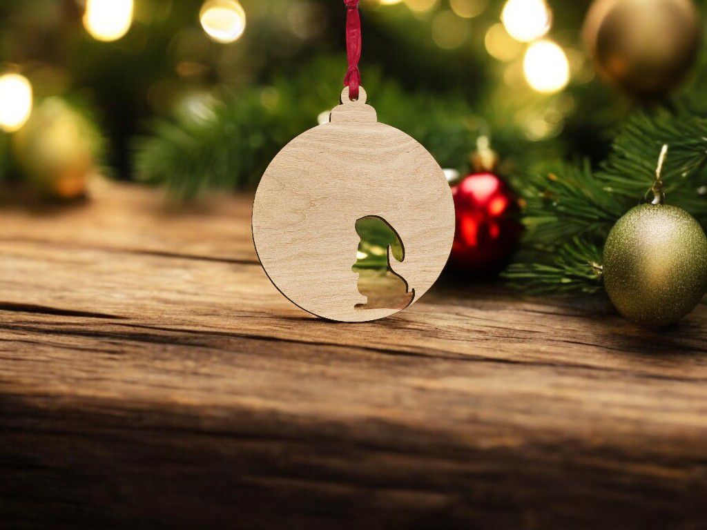 Laser Cut Bunny Christmas Tree Bauble Vector