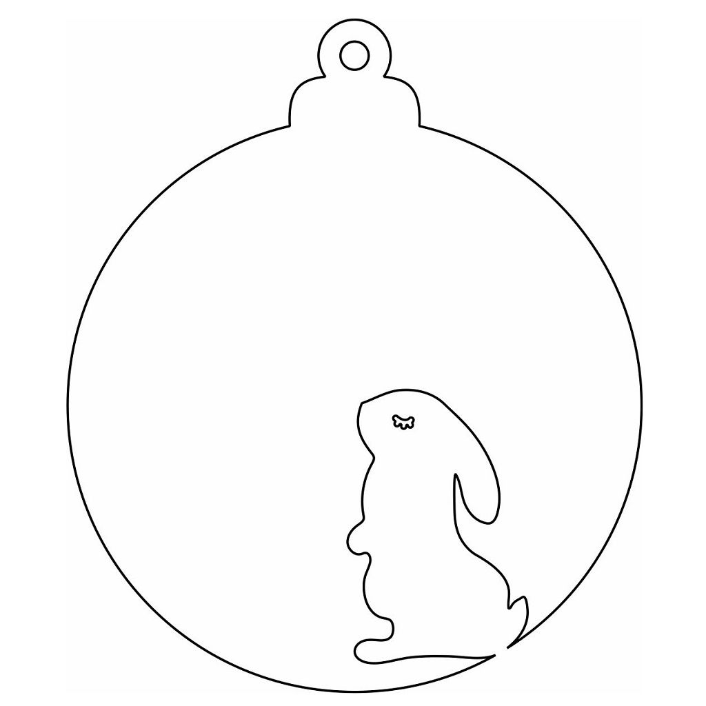Laser Cut Bunny Christmas Tree Bauble Vector
