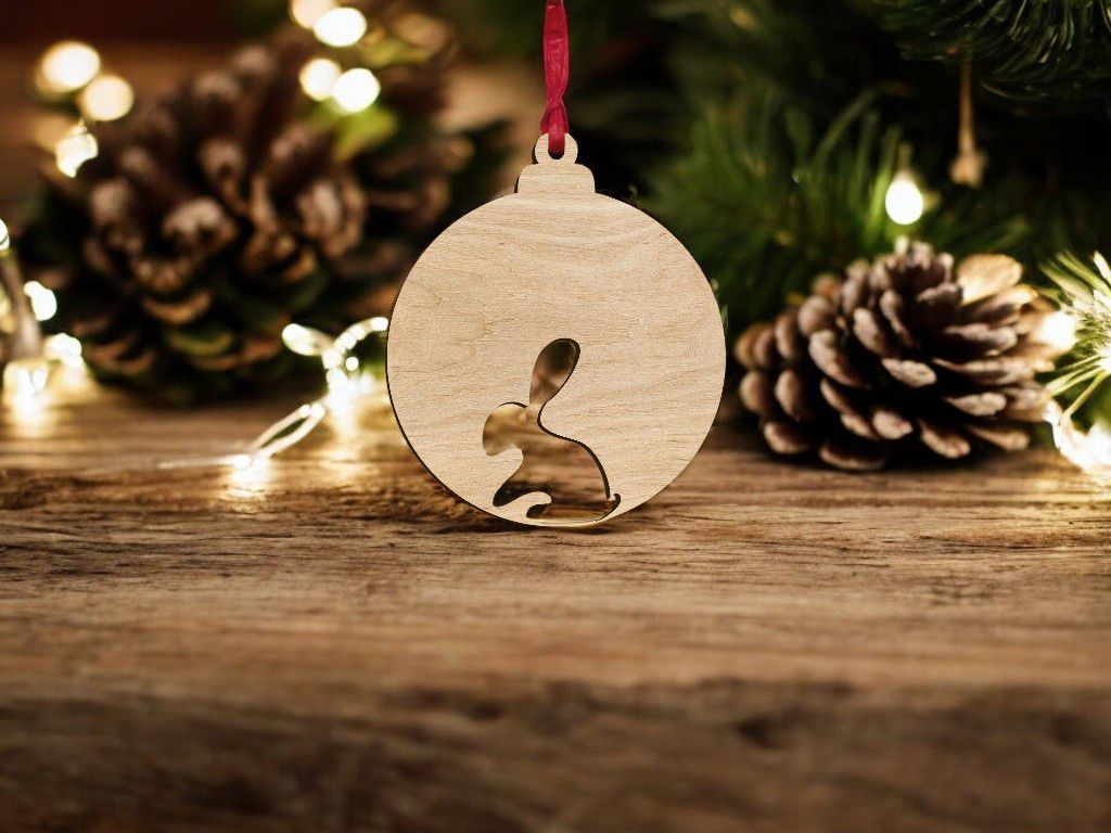 Laser Cut Rabbit Christmas Tree Bauble Vector