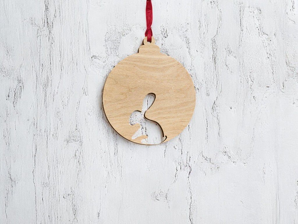 Laser Cut Rabbit Christmas Tree Bauble Vector