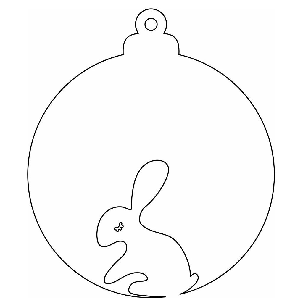 Laser Cut Rabbit Christmas Tree Bauble Vector