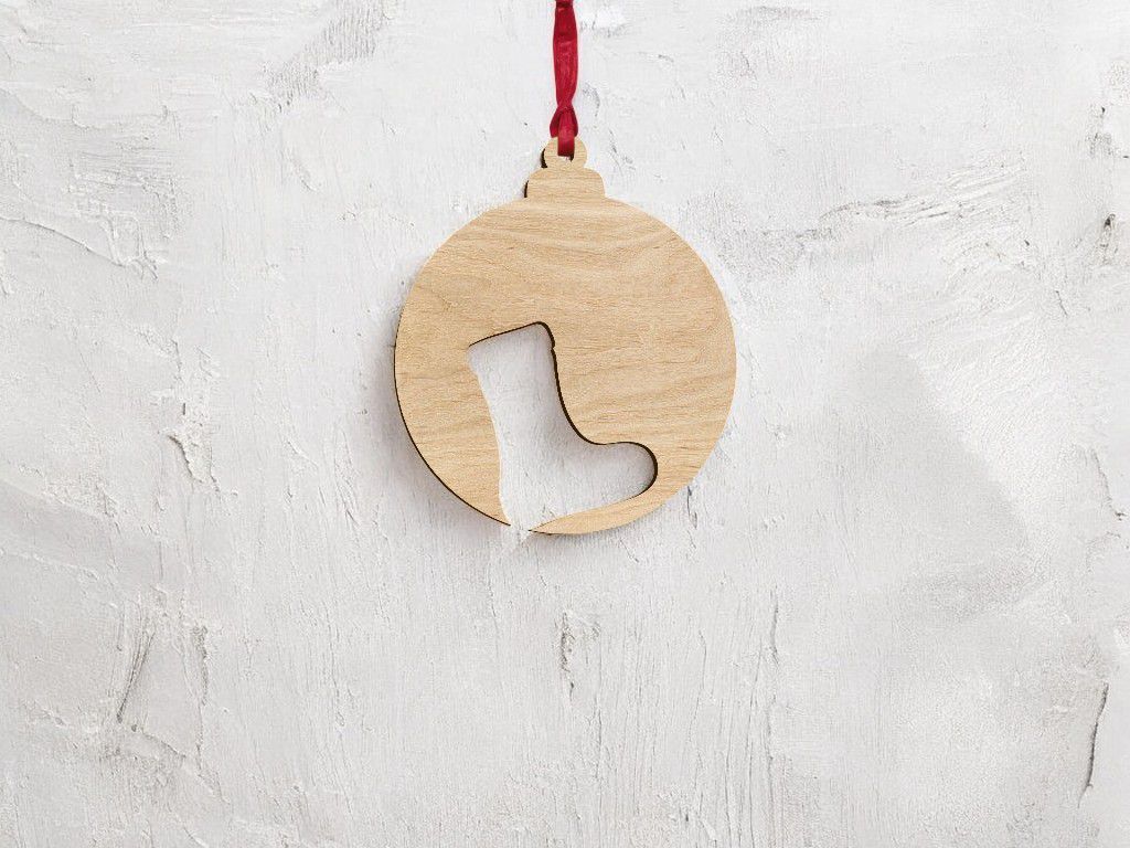 Laser Cut Stocking Christmas Tree Bauble Vector