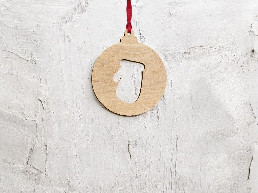 Laser Cut Christmas Bauble with Santa Claus Gloves Vector