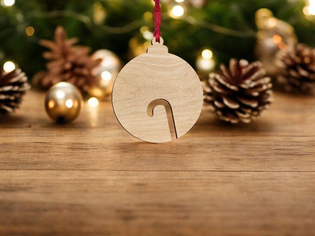 Laser Cut Candy Cane Christmas Tree Bauble Vector