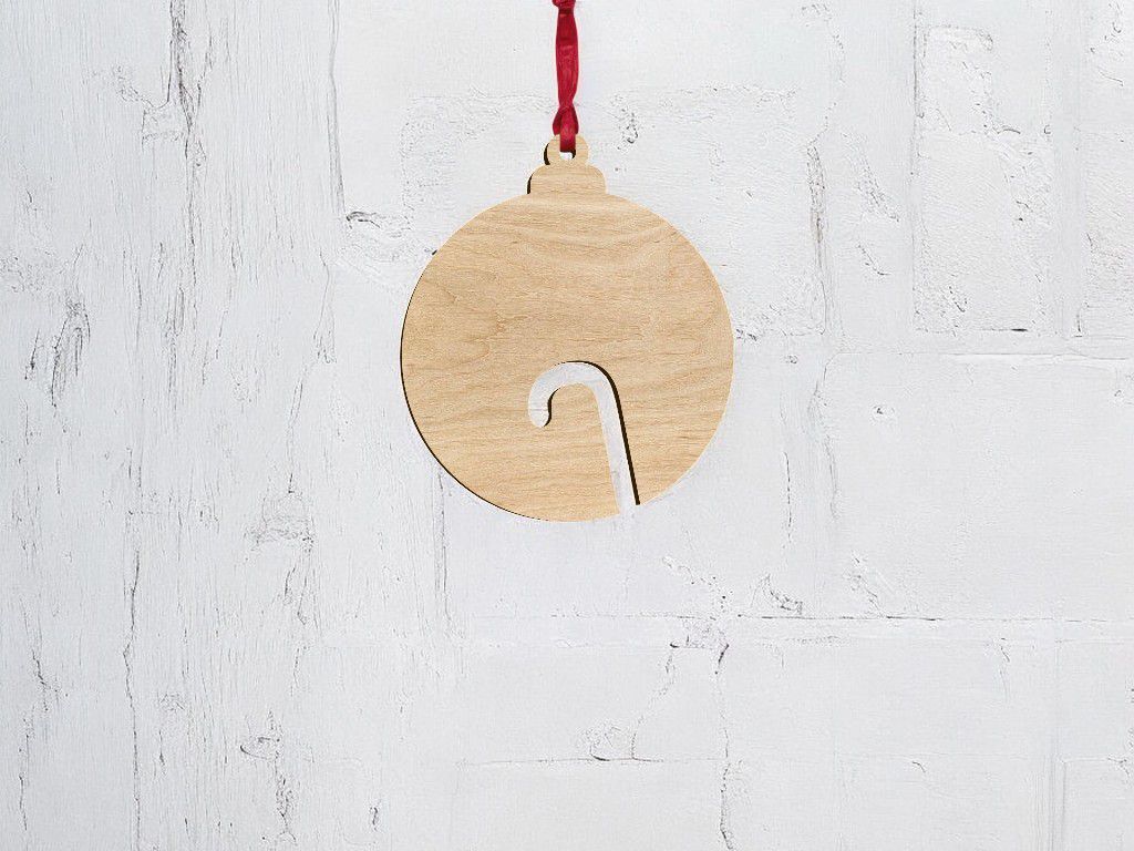 Laser Cut Candy Cane Christmas Tree Bauble Vector