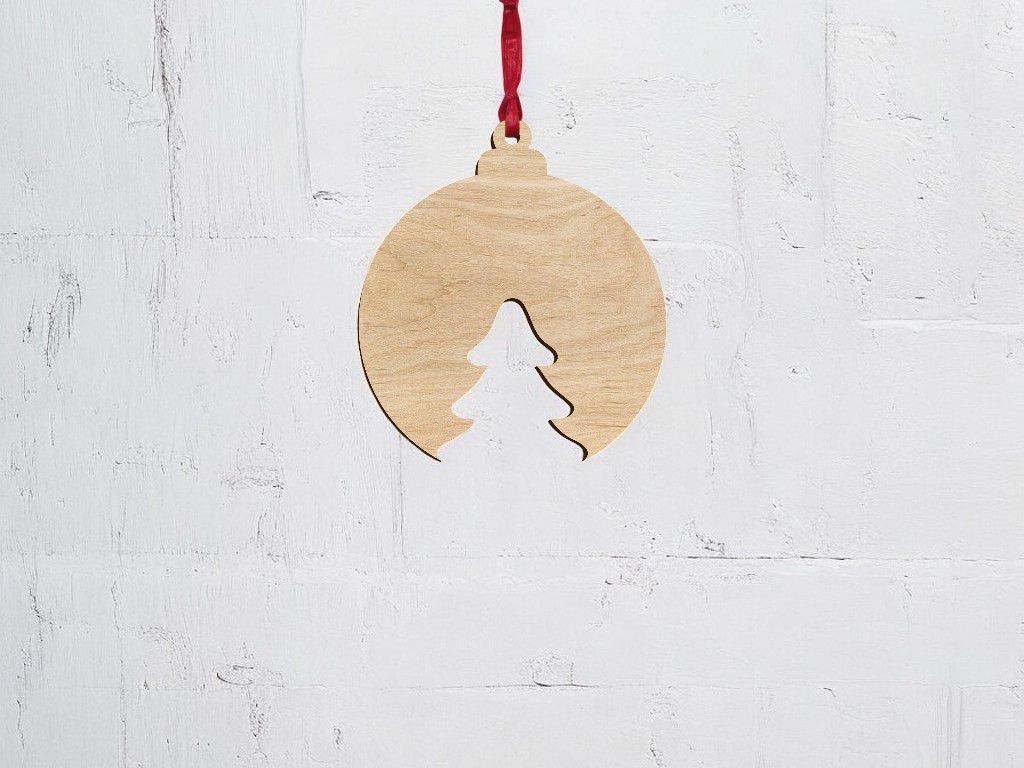 Laser Cut Christmas Tree Bauble Ornament Vector