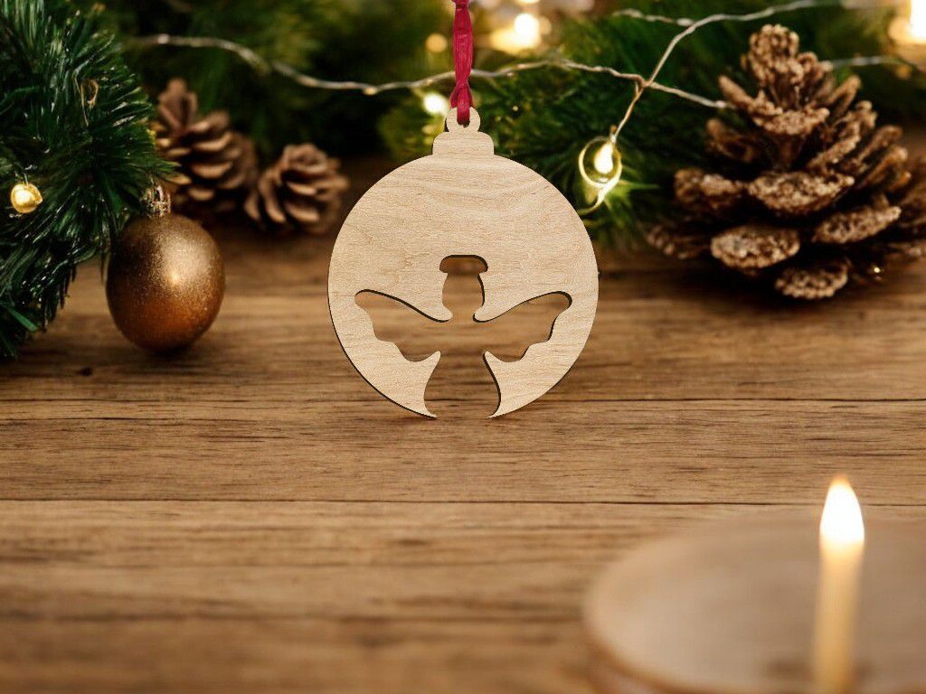 Laser Cut Christmas Tree Angel Bauble Vector