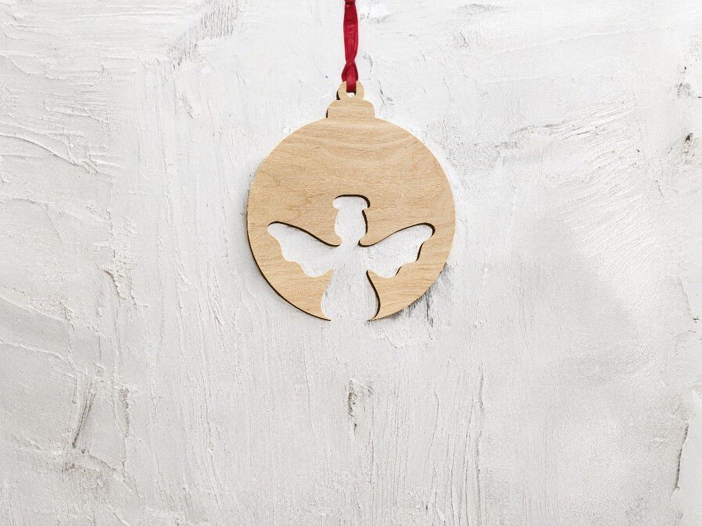 Laser Cut Christmas Tree Angel Bauble Vector