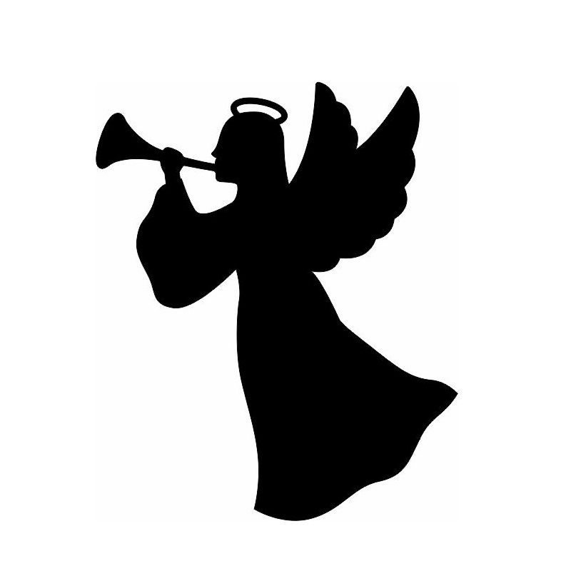 Laser Cut Angel with Blowing Horn Ornament Vector