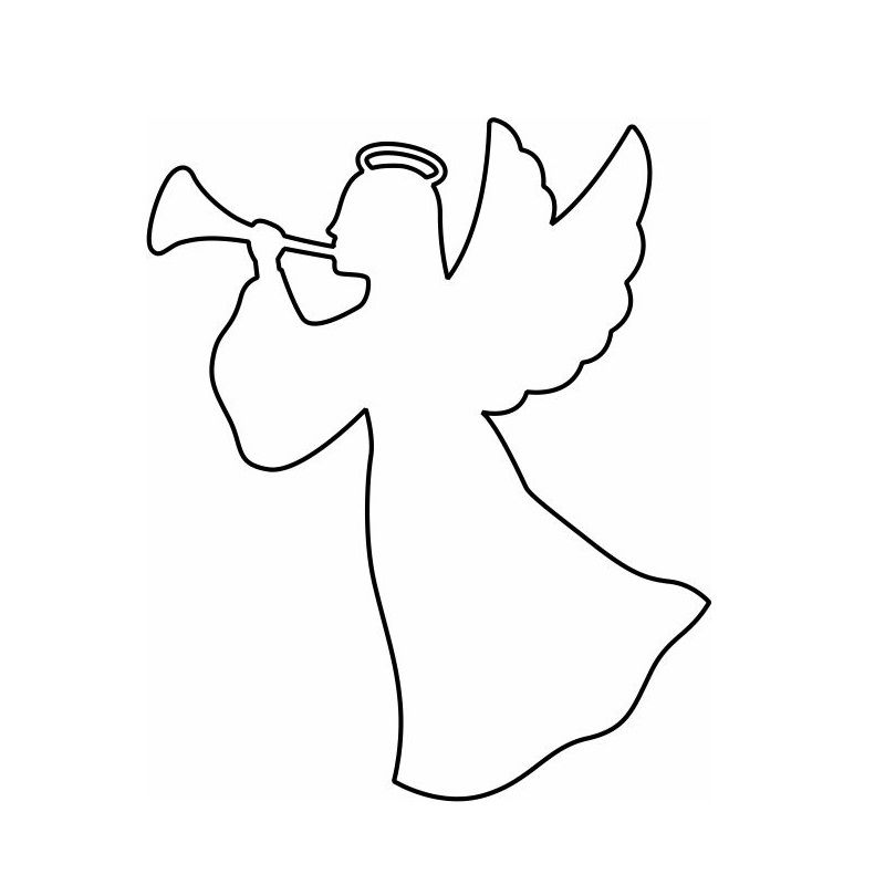 Laser Cut Angel with Blowing Horn Ornament Vector