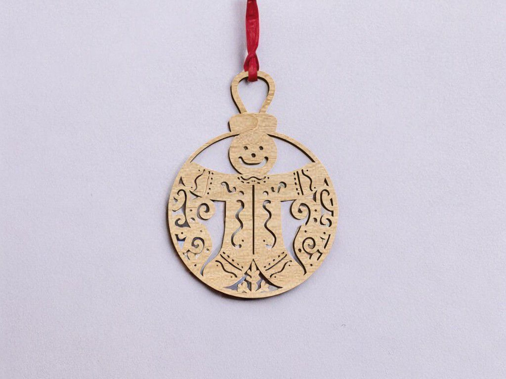 Laser Cut Gingerbread Man Christmas Bauble Vector