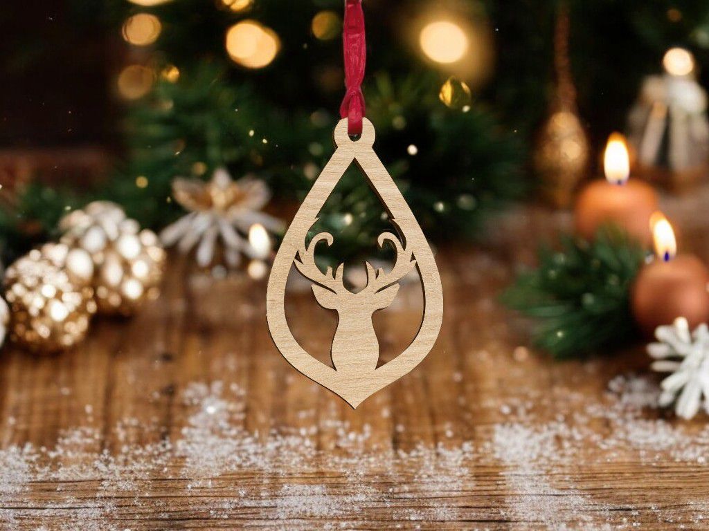 Laser Cut Christmas Elk Ornament Vector