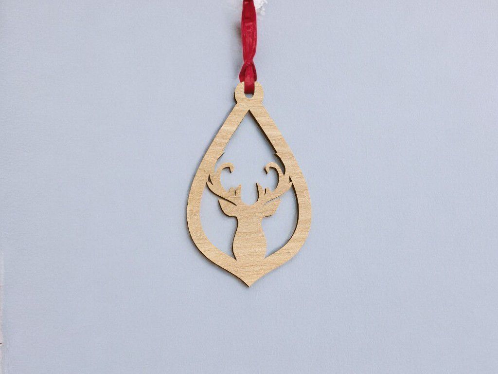 Laser Cut Christmas Elk Ornament Vector