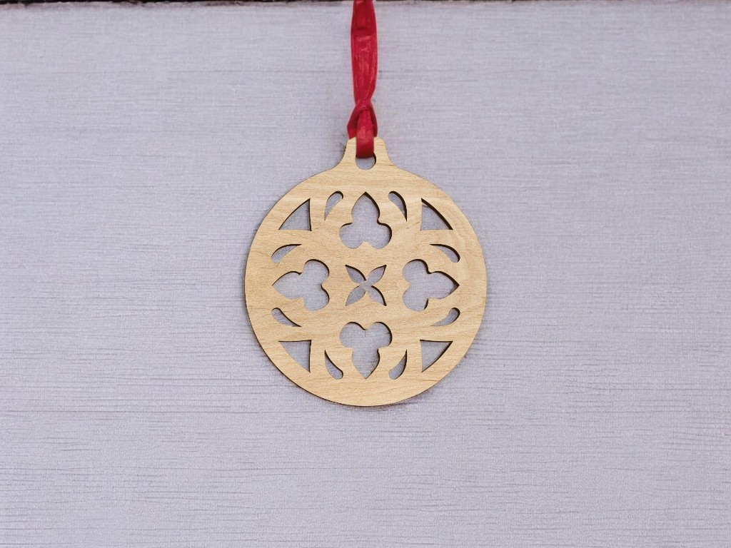 Laser Cut Floral Snowflake Christmas Tree Bauble Vector