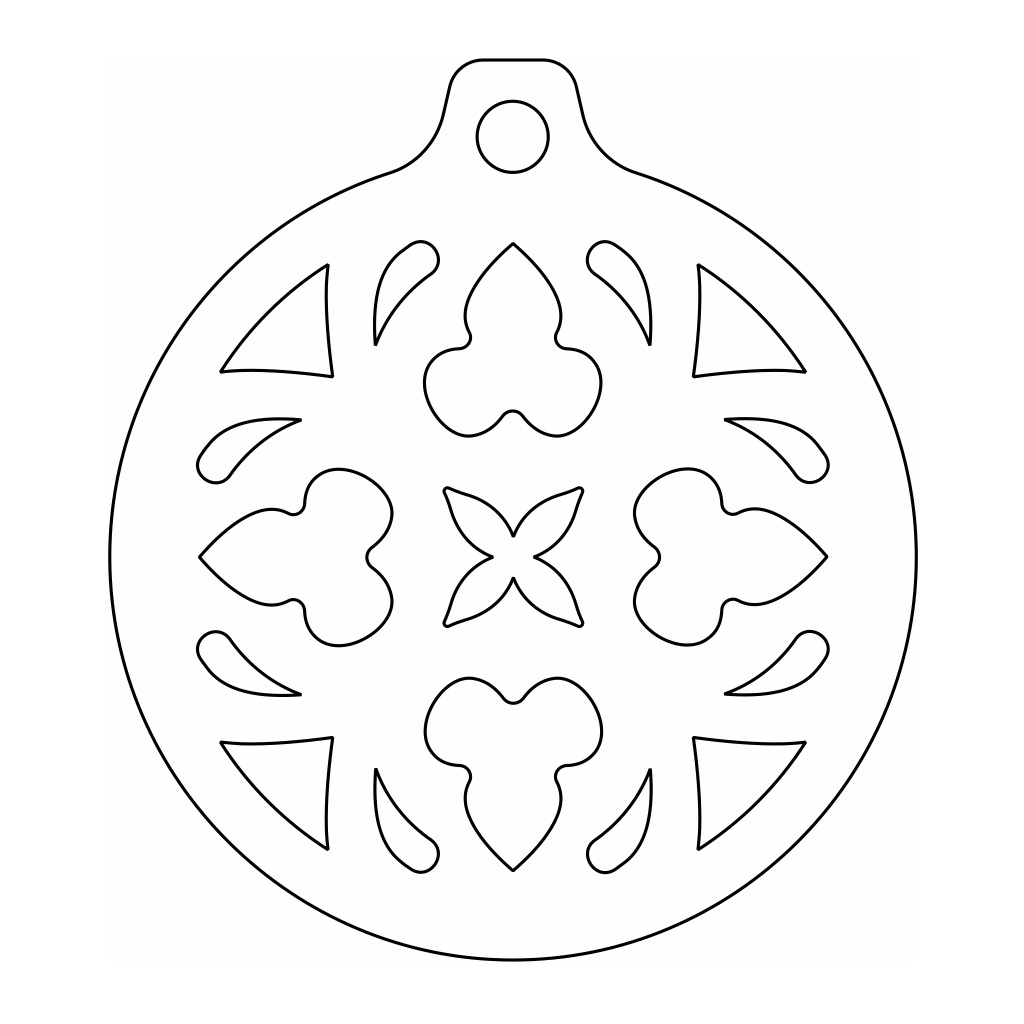 Laser Cut Floral Snowflake Christmas Tree Bauble Vector